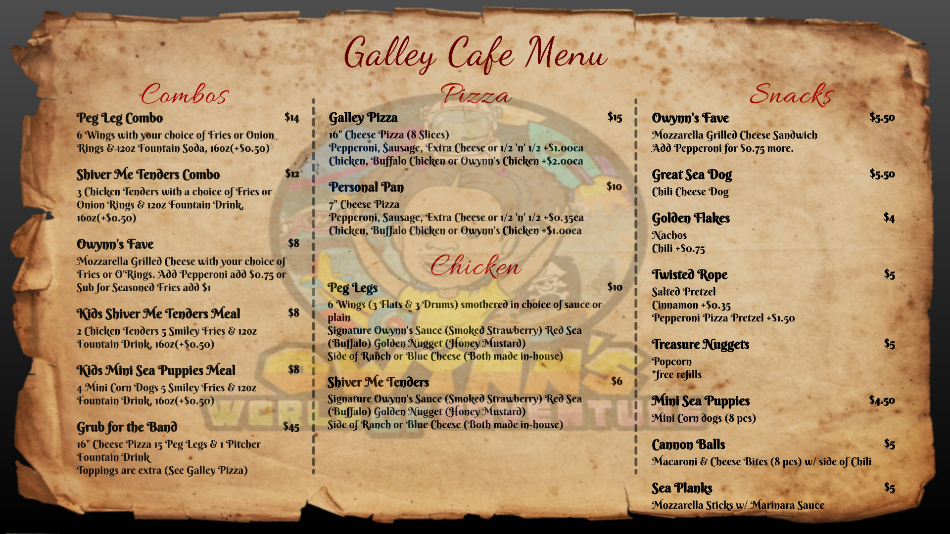 Galley Cafe at Owynn’s World of Adventure