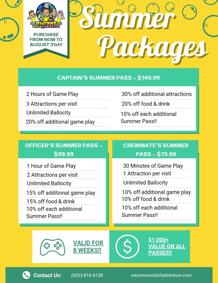 Summer Packages | Owynn’s World of Adventure